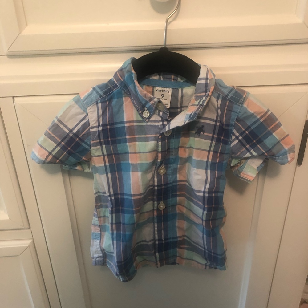 Carters 9 Mo Boys Plaid Short-sleeve Button Down